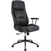 CLP Sedia da ufficio ergonomica Siddar, sedia da scrivania in ecopelle con schienale inclinabile a 3 posizioni, altezza regolabile | Colore antico nero