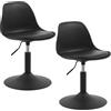 WOLTU 2x Sgabello con Schienale Moderno Sedia da Cucina Girevole a 360° Altezza Regolabile Senza Braccioli in PU Altezza della Sedia 39,5cm-50,5cm Nero BH304sz-2