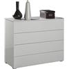 COMPOSAD | Cassettiera della Linea PRIVILEGIO con 4 Cassetti, Cassettiera Bianca Camera Da Letto, (LxAxP) 108x85x44 cm, Colore Bianco Laccato, Made in Italy