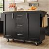 Kelodan Isola della cucina con divisori rimovibili, ruote come mobili da cucina, carrello da pranzo con banco da lavoro, buffet, venature del legno, portasciugamani laterale, nero