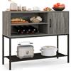 COSTWAY Credenza Buffet da Cucina, Mobile da Cucina con Portabottiglie e Mensole, per Sala da Pranzo, Soggiorno e Ingresso, 100 x 35 x 83 cm (Grigio)