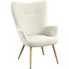 Yaheetech Poltrona da Salotto Imbottita in Velluto a Coste con Schienale Braccioli per Camera da letto/Caffè/Soggiorno/Lettura Beige