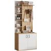HAINEW Set di appendiabiti da parete con armadi e ganci, per corridoio, soggiorno, 75 x 33 x 180 cm, colore legno + bianco