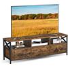 VASAGLE Mobile TV, Tavolino Porta TV fino a 65 Pollici, con 3 Cassetti, 3 Scomparti Aperti, 147 x 40 x 50 cm, Soggiorno, Camera da Letto, Struttura in Acciaio, Marrone Vintage e Nero LTV301B01