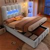 Oxtao Letto imbottito 90 x 200 cm, testiera con illuminazione a LED, letto singolo con vano idraulico, testiera regolabile, velluto, senza materasso, grigio