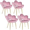 Relbiety Set di 4 Poltrona Relax Sedie da Pranzo con Braccioli e Schienale,Sedie Cucina Moderna in Velluto Poltrone da Salotto con Gambe in Metallo per Soggiorno,Camera da Letto,Rosa scuro