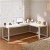 RVGVPMAMTZ Scrivania per computer a L, scrivania angolare, scrivania per studio domestico, scrivania, portata 200 kg, con design a foro filettato, adatta per camera da letto e soggiorno White,140*120