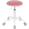 EUGAD Sedia da Ufficio Regolabile in Altezza, Sgabello Girevole a 360°con Rotelle, Sedia da Trucco per Camera da Letto Studio Soggiorno Cucina, 45,5-57,5 cm, Velluto, Rosa, 0177BGY