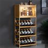 EFGETD Portabottiglie con portabottiglie per vino, mobile bar per vino, credenza per soggiorno, sala da pranzo, porta per mobile trasparente in acrilico(Natural,52 * 32 * 116cm)