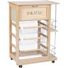 Liberoshopping Carrello da cucina con ruote portapane portafrutta portabottiglie in ferro (Naturale)