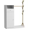 Vicco Armadio Liria, Bianco/bambù, 100 x 145 cm | con cassetto, con ripiano per scarpe e ganci appendiabiti aperti