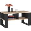 BDW - Tavolino da caffè - Tavolo da divano con ripiani aperti, ripiano - 92 x 45 x 53 cm - Tavolino basso - Soggiorno moderno - Tavolo da pranzo - Cassapanca - Legno (rovere Sonoma/nero)