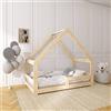 Need Sleep Letto casetta per bambini NeedSleep® | letto montessori a forma di casetta |70x140 80x160 90x180| letto capanna con barriera anticaduta| simmetrico (80x160 cm, con protezione anticaduta)
