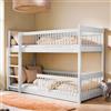 Kids Collective Letto a soppalco per bambini, letto a castello, letto per bambini | legno di pino massiccio, trasformabile in 2 letti | misure: 80x180, 90x190, 90x200 cm | 80x180 cm da 3 a 12 anni | bianco