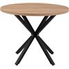 JZGORC Tavolo da Pranzo Rotondo Moderno Con Piano in MDF e Gambe in Metallo Nero - Per Soggiorno o Cucina, Stile Nordico, 100 cm - Rovere Chiaro