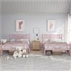 Yaheetech Set di 2 Struttura Letto Singolo in Ferro 90 x 200 cm, Rosa