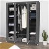 LANTUS Armadietto portaoggetti in tessuto tessile pieghevole con asta per vestiti, porta cappotto, guardaroba, organizer per riporre vestiti, armadio in tela, 172 x 134 x 43 cm, grigio