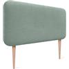 DHOME Testiera Imbottita Liscia Arrotondata in Tessuto Aqualine con Gambe per Parete Acustica Testate Letto Fonoassorbenti Camera da Letto (Verde Acqua, 90cm)