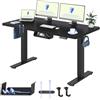 FLEXISPOT Scrivania Regolabile in Altezza 160x80 cm, Standing Desk Elettrica con Pannello Intero, Spessore 25mm, Telaio in Acciaio Massiccio a 2 Stadi, Motore Potente, Gancio Laterale