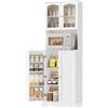 HOCSOK Credenza Cucina Alta, Dispensa Cucina Mobile Alto, Mobile Multiuso con Scaffale per Microonde Per Soggiorno, Sala da Pranzo, Bar, Ripiani Regolabili, Bianco, 181x60x40 cm