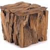 DESIGN DELIGHTS Bauletto in teak 30 | 30 x 30 x 30 cm (legno riciclato eroso) | Pouf in legno antico naturale, sgabello shabby
