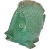 Artigianato Artistico Cav. Filippo D'Alo Statuina a Forma di Pesce in Ceramica Verde Acquamarina Lucido Artigianato Made in Italy