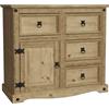 Vida Designs Credenza Corona, 1 anta e 4 cassetti, in legno di pino massiccio, 76 x 86 x 40 cm, mobile per soggiorno