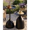 Ginhow Set di 2 Tavolino Salotto Moderno Tavolini Rotondi Metallo Nero Tavolino da Divano Piccolo Tavolo Basso Salotto, Tavolini da Balcone Esterno Impermeabile, Alto 42+60 cm