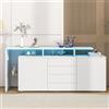 Kebnor Credenza con LED, mobili da soggiorno in bianco lucido, armadietto per soggiorno, mobile TV, parete del soggiorno, alta, armadio multiuso, armadio buffet, sala da pranzo