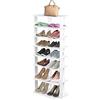 COSTWAY Scarpiera Verticale a 7 Livelli, Organizer per Scarpe in Stile Retrò, con Pannello Rimovibile, Scaffale per Scarpe per Corridoio Ingresso Armadio, 45x25x110 cm (Bianco)