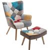 Totò Piccinni SET SIESTA Poltrona con Sgabello Design Patchwork Multicolore Gambe in Legno di Faggio (Patchwork Party)