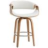 Miliboo Sgabello Bar Design Bianco e Legno Chiaro 65 cm Aramis