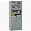 LIFEZEAL Mobile Bagno, in Legno, Mobiletto Bagno Salvaspazio, 60x30x145 cm, Credenza Cucina, con 4 Ante e Ripiani Regolabili, Armadietto Alto per Soggiorno, Armadio Multiuso Dispensa (grigio)