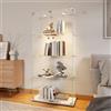 TIMORWTF Vetrina in vetro con LED, armadio vetrina per collezione trasparente, mobile 2 ante a serratura e 4 ripiani vetrini, 163 x 78,5 x 35 cm, bianco