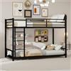 YEHTOKHOME Letto a castello 2 posti 90 x 190 in metallo, profilo basso 136 cm, scala integrata, barriere di sicurezza, per adolescenti, reti incluse (senza materasso) (nero, D)