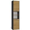 BDW Armadietto da bagno, 170 x 40 x 30 cm, SARA S40 con fermata della porta sinistra/destra, maniglie argentate, truciolato laminato (antracite/rovere Artisan)