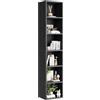 oneinmil Libreria Stretta Alta 6 Ripiani, Scaffale a Colonna con Cubi Portatutto, Design Moderno per Soggiorno, Camera da Letto, Ufficio Domestico, 30 x 23.5 x 181 cm, Nero