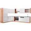 Vicco Cucina angolare completa Fame-Line, Bianco lucido/Rovere dorato, 347 x 257 cm, PL Marmo, per l'espansione personalizzata con moduli aggiuntivi compatibili