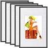 WOLTU Cornice per Foto 30x40 cm da Parete e Tavolo, Set di 5 Cornice per Poster Nero in Plastica, Collage Foto Portafoto Montaggio Verticale o Orizzontale