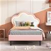 BPKADHY Letto per bambini con rivestimento imbottito 90x200 cm, letto singolo per ragazze con LED, testata regolabile in altezza, letto per ragazzi con schienale, struttura del letto con rete a doghe
