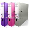Netuno 3 raccoglitori A4 viola rosa grigio 2 anelli dorso 8 cm raccoglitore documenti ufficio cartone Rivestito in Polipropilene con Meccanismo a Leva organizer faldone documenti classificatore