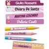 melu kids® Etichette Adesive Personalizzate per Scuola (75, Lilla) | Adesivi Personalizzabili per Penne, Matite e Cancelleria, Resistenti all'Acqua e Lavastoviglie, Etichette Adesive Scuola Nome