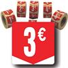 Affichesstore 30263 - Rotolo di 500 Etichette Adesive 3€ - Formato Quadrato 35x35mm - Lucidi - Adesivi Prezzo Rotondo Euro