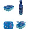 PELLECCHIA 1969 | Set Pranzo Scuola 2 Pezzi | Porta Merenda Scuola con 3 scomparti in Plastica BPA Free e Bottiglia termica in acciaio inossidabile con tappo svitabile 500ml STITCH (BLU)