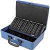 HMF 22037-05 Cassetta portavalori, Cassetta porta soldi con scheda contamonete 2 maniglie, 36 x 25 x 11 cm, blu