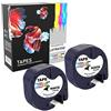 Prestige Cartridge 2 Compatibili Cassettes 91201 S0721610 S0721660 nero su bianco 12mm x 4m Nastri di Plastica per Etichettatrici Dymo LetraTag LT100H LT100T LT110T QX50 XR XM 2000 Plus