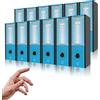 LogicaShop UBOX Raccoglitori ad Anelli A4 Grandi con Custodia, Faldoni Archivio, Classificatori Documenti Dossier Ufficio, Dox Registratore a Leva Raccoglitore (12Pz Commerciale, Celeste, Dorso 8)
