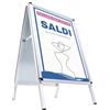 Generico Cavalletto Pubblicitario con Cornice espositiva a scatto 50x70 frame 32 in alluminio - espositore BIFACCIALE per ufficio, negozio, ristorante, hotel, B&B, con foglio protettivo in PVC