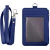 TOPTIE Porta badge con cerniera, sottile custodia a portafoglio in pelle PU a doppio lato con 5 slot per schede, 1 tasca laterale con cerniera e cordino da collo in PU da 45,7 cm, colore: blu verticale