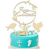 JOJOR Topper per torta comunione, in legno, decorazione per torta per comunione, battesimo, pesce, cresima, decorazione per torte per la prima comunione, decorazione per torte per ragazze